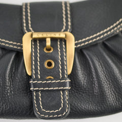 Celine Leather Buckle Shoulder Bag Black