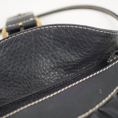 Celine Leather Buckle Shoulder Bag Black