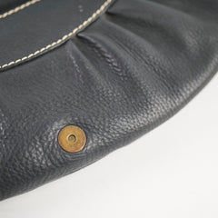 Celine Leather Buckle Shoulder Bag Black