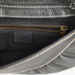 Celine Leather Buckle Shoulder Bag Black