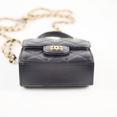 Chanel CC Top Handle Clutch With Chain Black GHW