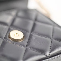 Chanel CC Top Handle Clutch With Chain Black GHW