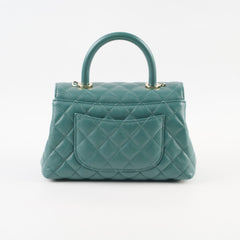 Chanel Caviar Coco Handle Small Flap Teal Green - Microchip