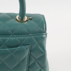 Chanel Caviar Coco Handle Small Flap Teal Green - Microchip