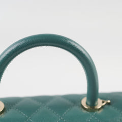 Chanel Caviar Coco Handle Small Flap Teal Green - Microchip