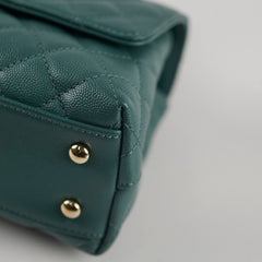 Chanel Caviar Coco Handle Small Flap Teal Green - Microchip