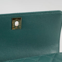 Chanel Caviar Coco Handle Small Flap Teal Green - Microchip