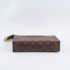Brown leather pouch with gold monogram 