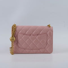 Chanel Lambskin Wallet On Chain WOC Light Pink