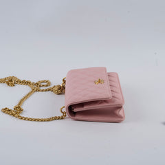 Chanel Lambskin Wallet On Chain WOC Light Pink