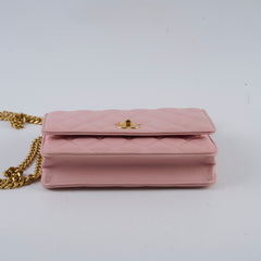 Chanel Lambskin Wallet On Chain WOC Light Pink