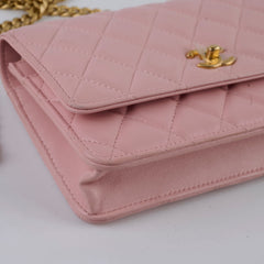 Chanel Lambskin Wallet On Chain WOC Light Pink