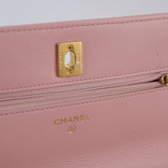 Chanel Lambskin Wallet On Chain WOC Light Pink