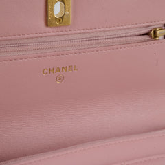 Chanel Lambskin Wallet On Chain WOC Light Pink