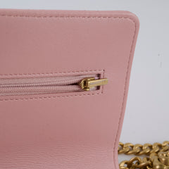 Chanel Lambskin Wallet On Chain WOC Light Pink