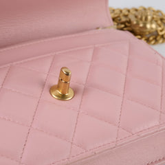 Chanel Lambskin Wallet On Chain WOC Light Pink