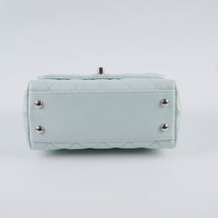 Chanel Caviar Mini Coco Handle Iridescent Light Blue Microchip