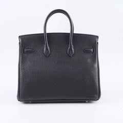 Hermes Birkin 25 Black Togo PHW I in square
