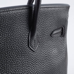 Hermes Birkin 25 Black Togo PHW I in square