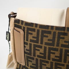 Fendi Large Zucca and Pequin Canvas Convertible Baguette Satchel