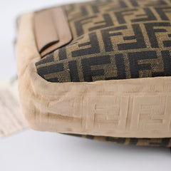 Fendi Large Zucca and Pequin Canvas Convertible Baguette Satchel