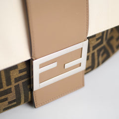 Fendi Large Zucca and Pequin Canvas Convertible Baguette Satchel