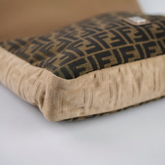 Fendi Large Zucca and Pequin Canvas Convertible Baguette Satchel