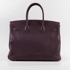 Hermes Birkin 35 Togo Raisin PHW Square P 2012
