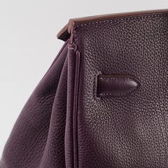 Hermes Birkin 35 Togo Raisin PHW Square P 2012