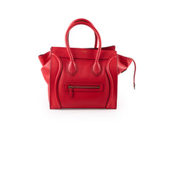Celine Grained Leather Micro Luggage Red