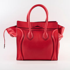 Celine Grained Leather Micro Luggage Red