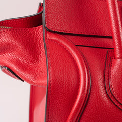 Celine Grained Leather Micro Luggage Red