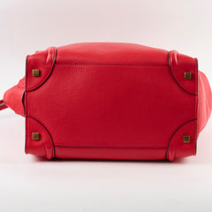 Celine Grained Leather Micro Luggage Red