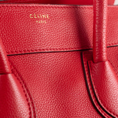 Celine Grained Leather Micro Luggage Red