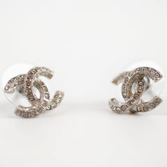 Chanel CC Crystal Earrings Silver Tone (Costume Jewellery)