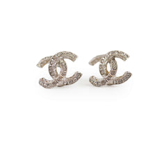 Chanel CC Crystal Earrings Silver Tone (Costume Jewellery)