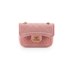 Chanel Seasonal Mini Flap Velvet Pink (Microchipped)