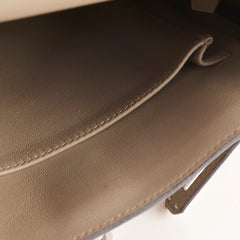 Classic designer beige leather tote, stylish women's handbag