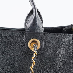 Chanel Small Leather Studded Deauville Black Caviar Leather