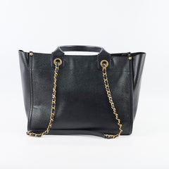 Chanel Small Leather Studded Deauville Black Caviar Leather