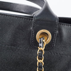 Chanel Small Leather Studded Deauville Black Caviar Leather