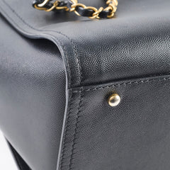 Chanel Small Leather Studded Deauville Black Caviar Leather