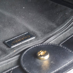 Chanel Small Leather Studded Deauville Black Caviar Leather