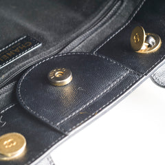 Chanel Small Leather Studded Deauville Black Caviar Leather