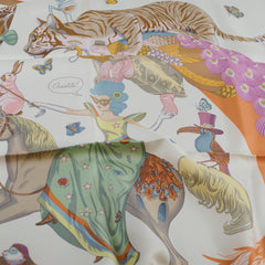Hermès Hermes Story Silk Scarf 90 White/Beige