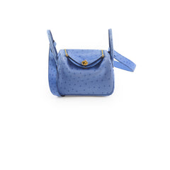 Hermès Mini Lindy Ostrich Bleuet Z Stamp