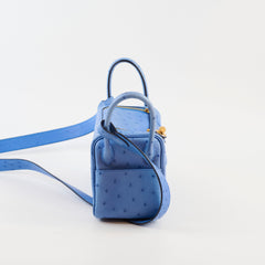 Hermès Mini Lindy Ostrich Bleuet Z Stamp
