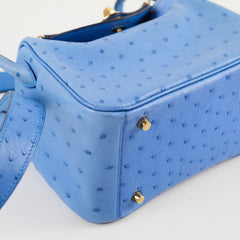 Hermès Mini Lindy Ostrich Bleuet Z Stamp