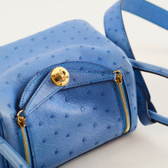 Hermès Mini Lindy Ostrich Bleuet Z Stamp