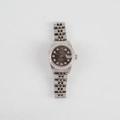 Rolex Lady Datejust 26 Dark Grey Dial with Aftermarket Diamonds